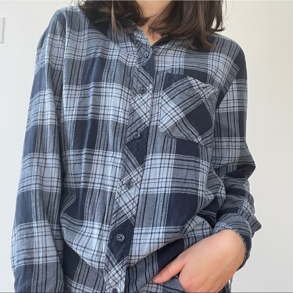 Beach lunch lounge  plaid button down shirt - XS - Picture 3 of 6